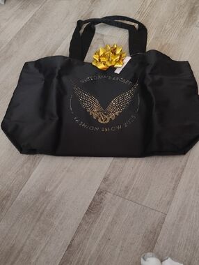Victoria's Secret Black Tote with Gold Wing Emblem